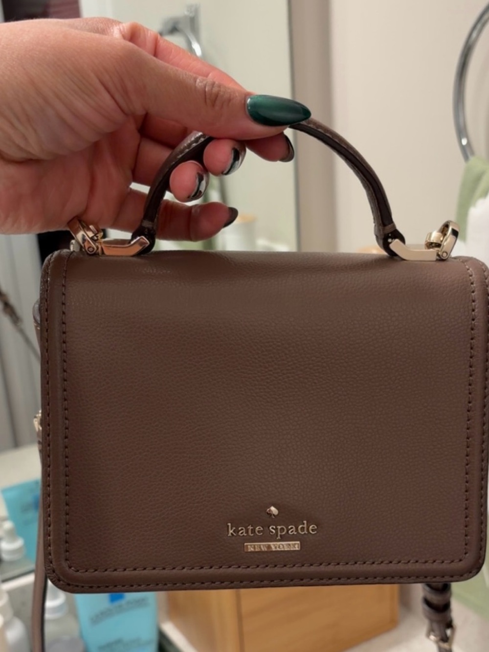 kate spade Brown Leather Top-Handle Satchel with Gold Hardware